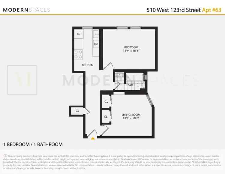 Spacious 1-Bedroom Apartment for Rent Near Riverside Park