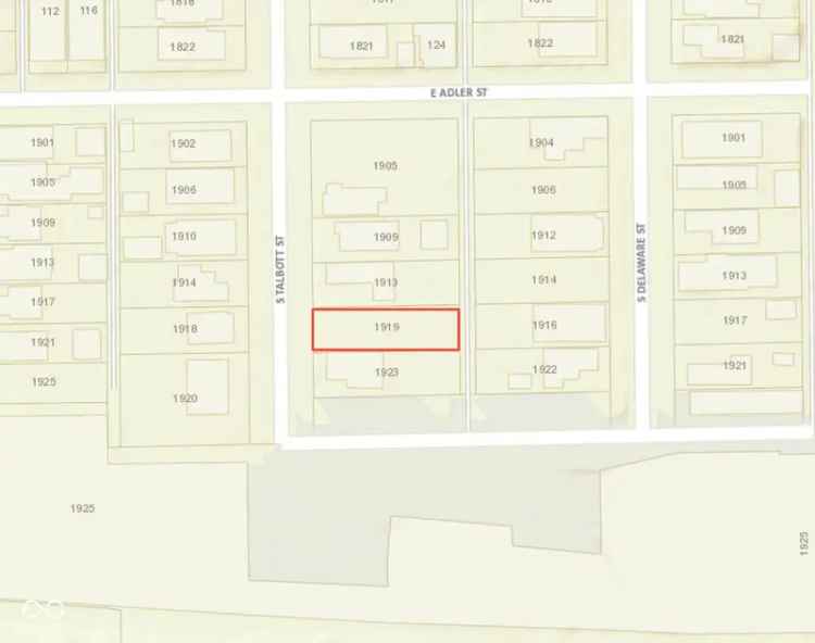 Land For Sale in 1919, South Talbott Street, Indianapolis, Indiana