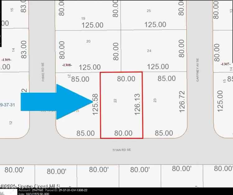 Land For Sale in 191, Titan Road Southeast, Palm Bay, Florida