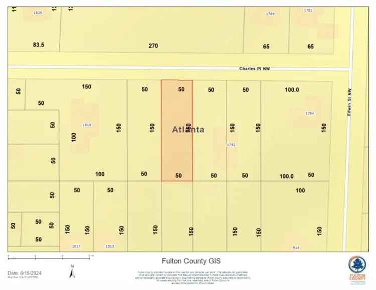 Land For Sale in 1804, Charles Place Northwest, Atlanta, Georgia