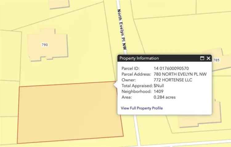 Land For Sale in 780, North Evelyn Place Northwest, Atlanta, Georgia