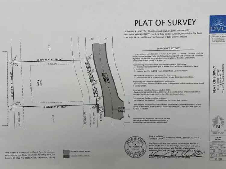 Land For Sale in 8946, Parrish Avenue, St. John, Indiana