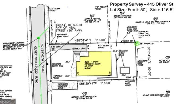 Land For Sale in 415, Oliver Street Northwest, Atlanta, Georgia