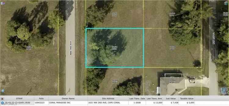 Land For Sale in 1621, Northwest 2nd Avenue, Cape Coral, Florida