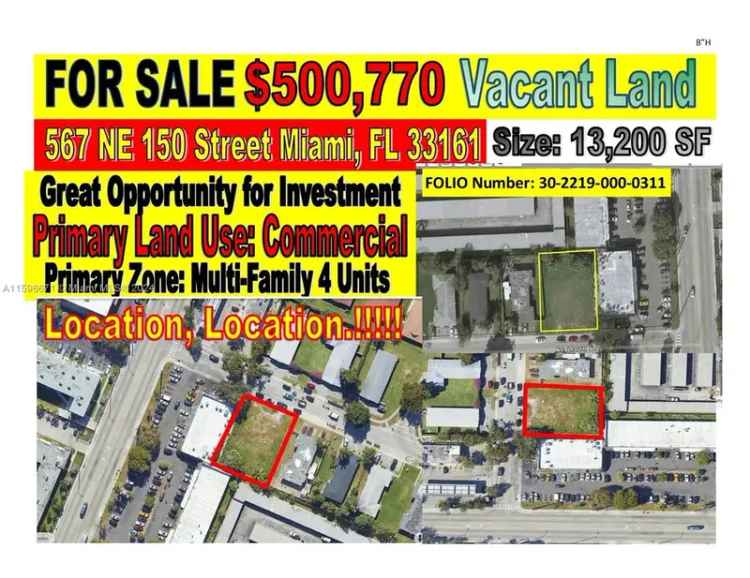 Land For Sale in 567, Northeast 150th Street, Hialeah, Florida