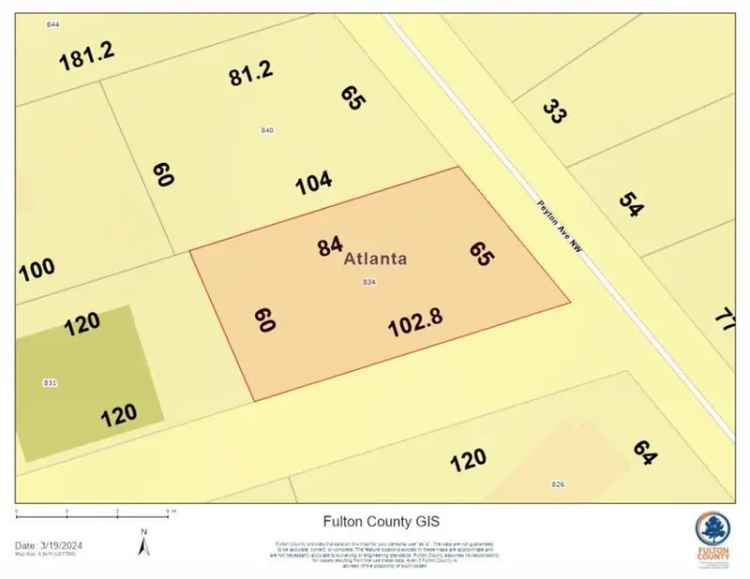 Land For Sale in 834, Peyton Avenue Northwest, Atlanta, Georgia