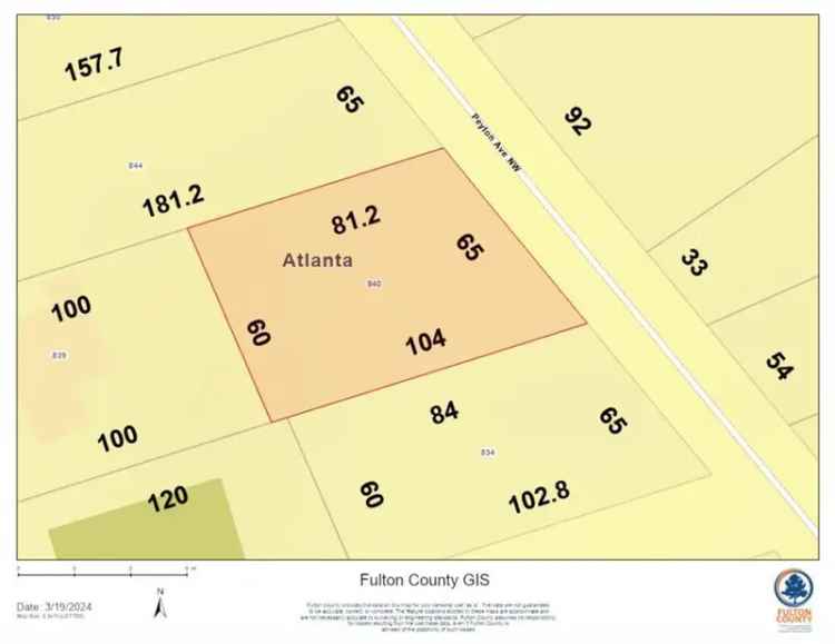 Land For Sale in 840, Peyton Avenue Northwest, Atlanta, Georgia