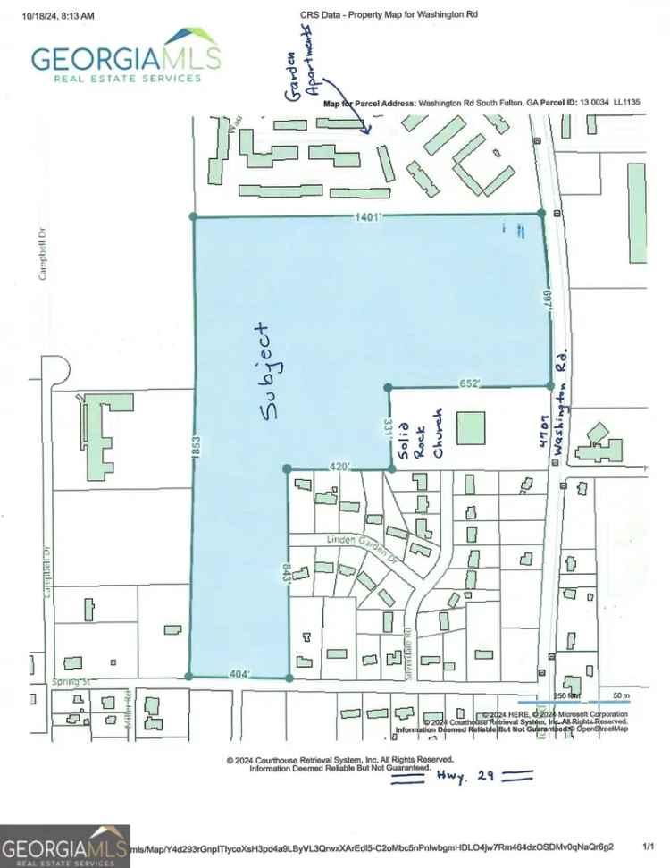 Land For Sale in South Fulton, Georgia