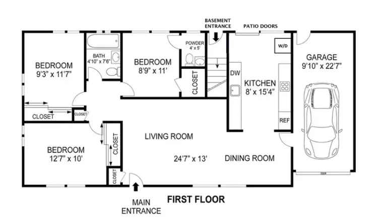 3 Bed 1.5 Bath Top Floor Unit Near Harvey Park