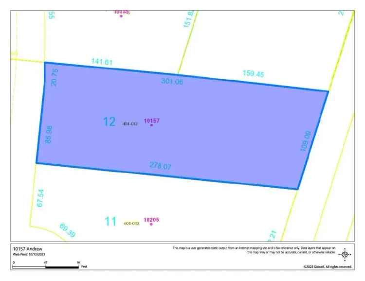 Land For Sale in 10157, Andrew Lane, Munster, Indiana