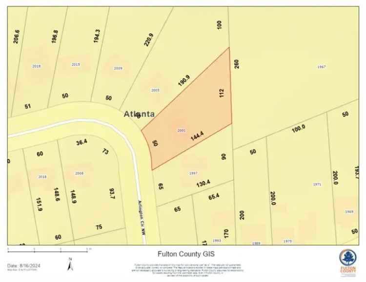 Land For Sale in 2001, Arlington Circle Northwest, Atlanta, Georgia