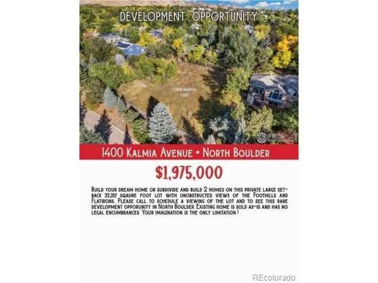 Land For Sale in 1400, Kalmia Avenue, Boulder, Colorado